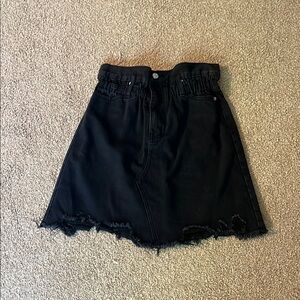 Mittoshop Black Ruched Skater Mini Skirt